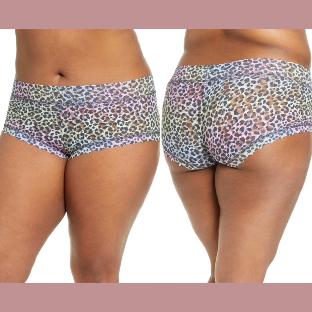 NEW Hanky Panky [ PLUS‎ 3X ] Signature Cheetah Rainbow Lace Boyshorts Panty